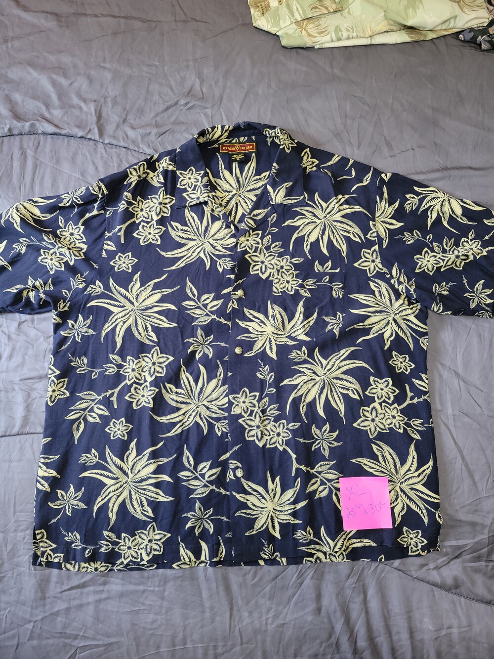 Oxford & Fulham Floral Swim Shirt  in Blue & Tan Xl